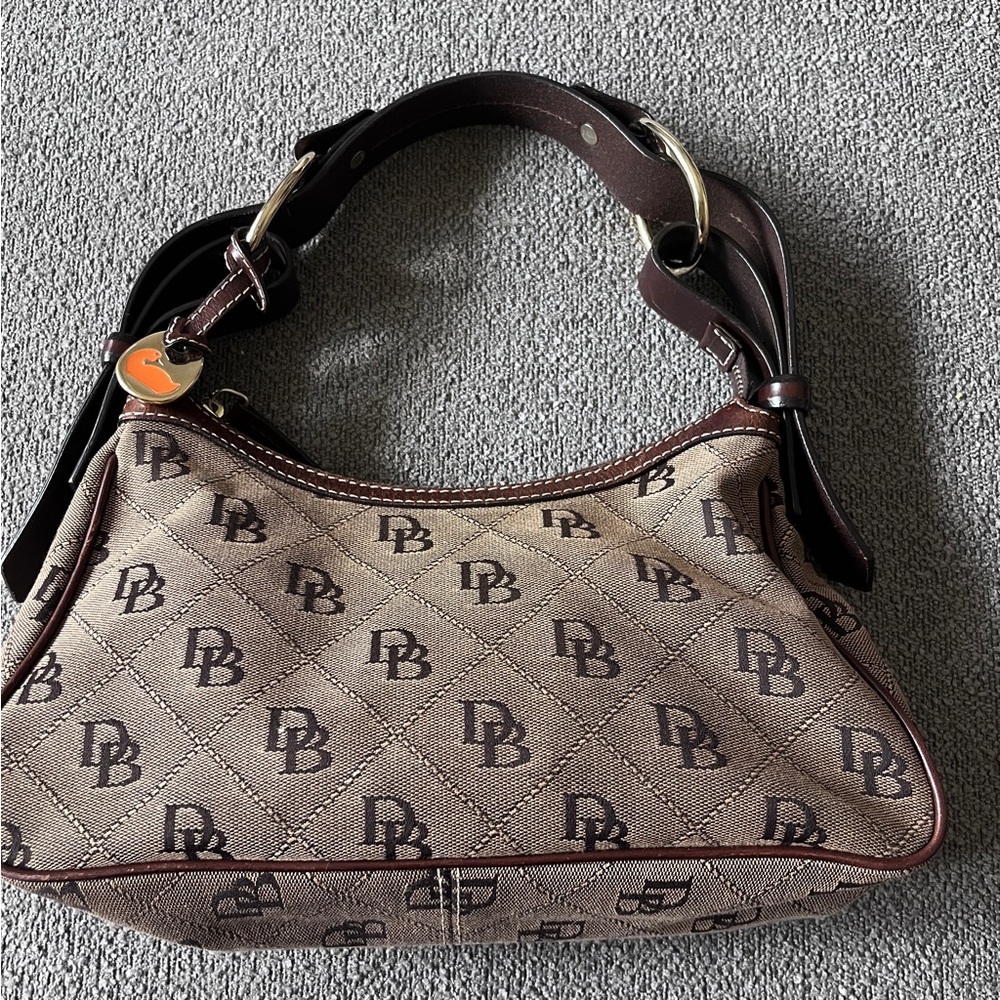 Authenticated DOONEY BOURKE HANDBAG with DB motif in Classic Canvass and Leather